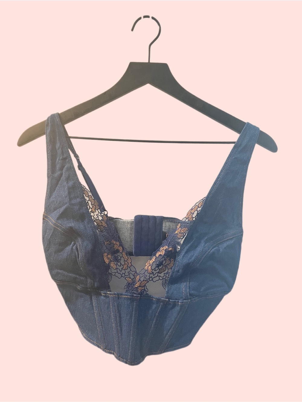 Denim Blue Lace-Trim Bustier Top - Women Intimates